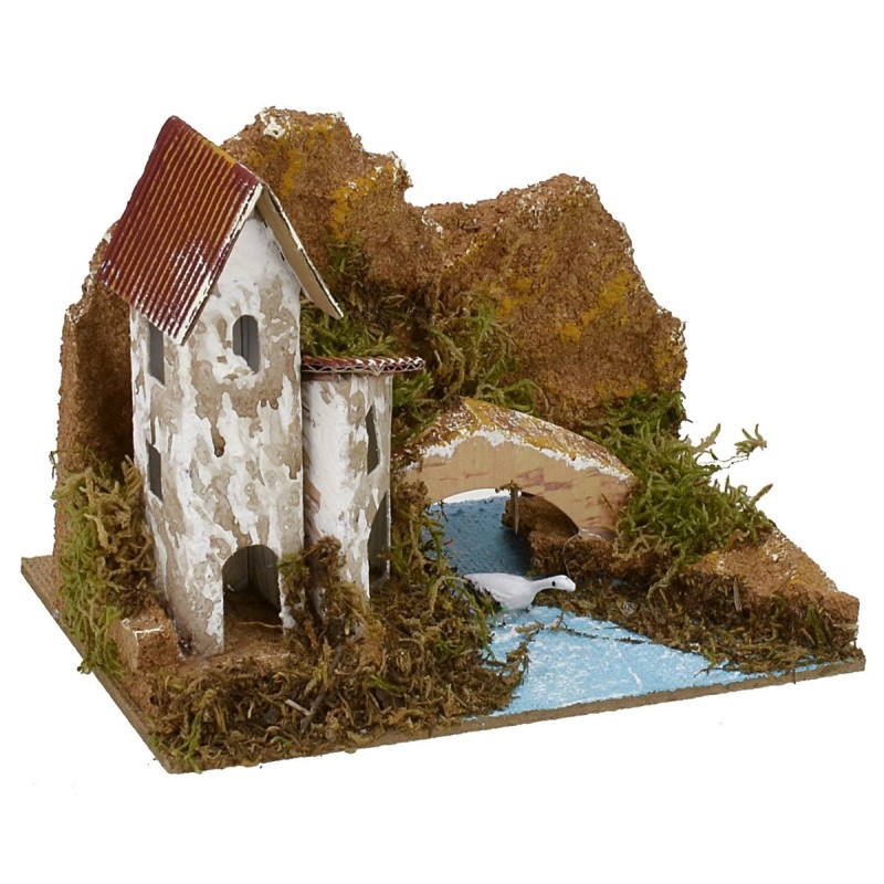 Casitas con río para belén de 15x10,5x10 cm de altura Mundo Belenes