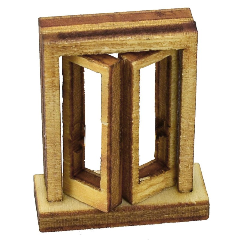 Ventana con marco de madera de 2,7x1x3,4 cm h Mundo Pesebres