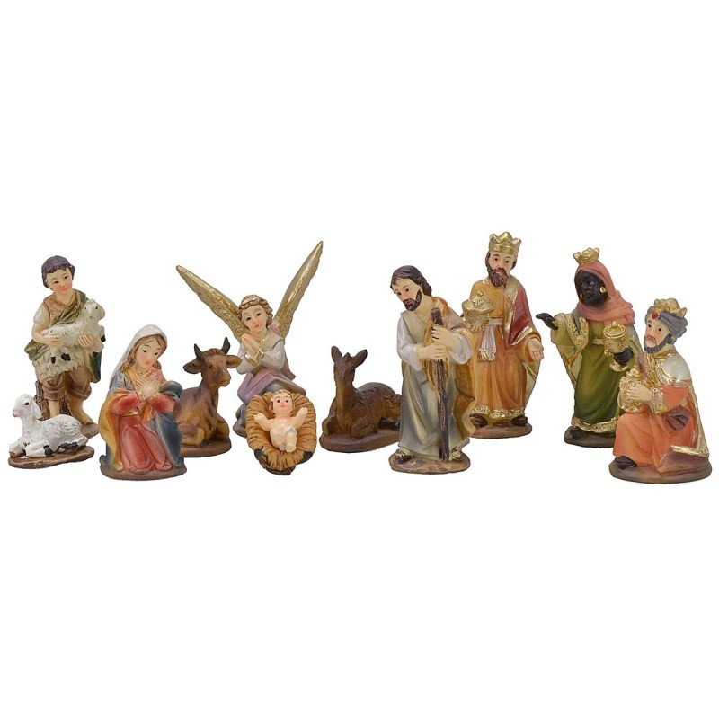 Conjunto de Natividad de 11 figuras de 5 cm en resina para Belén Mundo