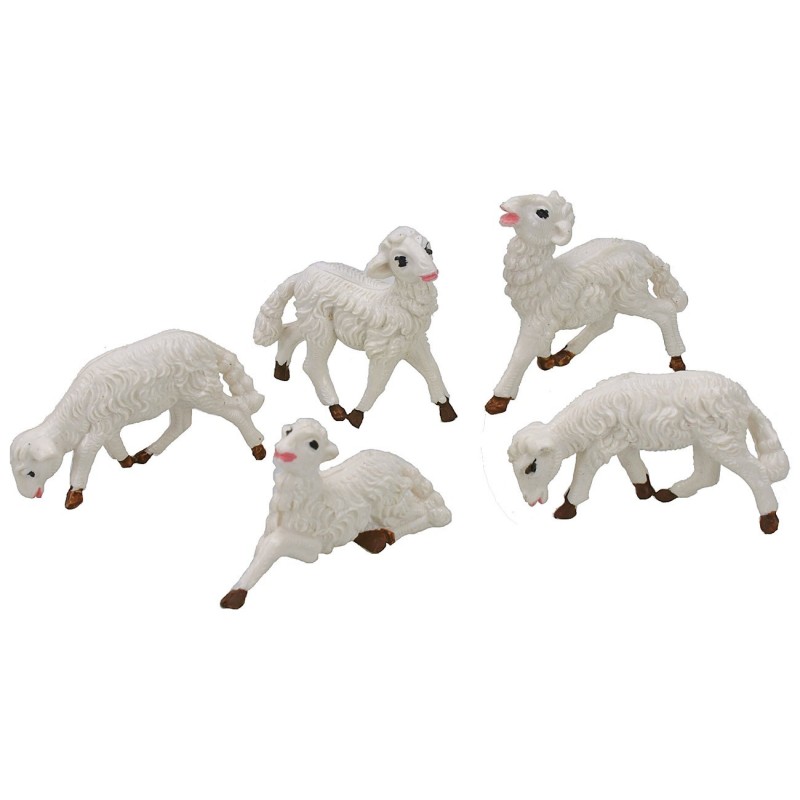 Nativity set 5 sheep for shepherds 8 cm