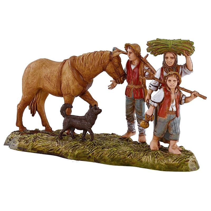 Campesinos con caballo 10 cm Landi Moranduzzo