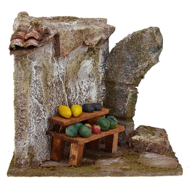 Banco per fruttivendolo con rudere cm 11,5x9x10 h. per statue