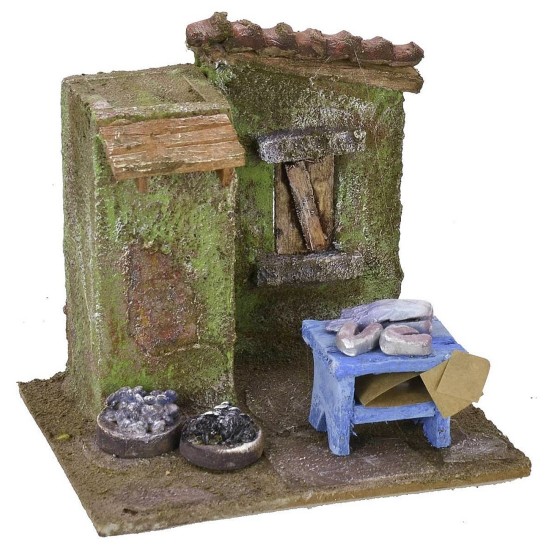 Bottega del pescivendolo cm 11,5x9x10,5 h per statue da 6 cm