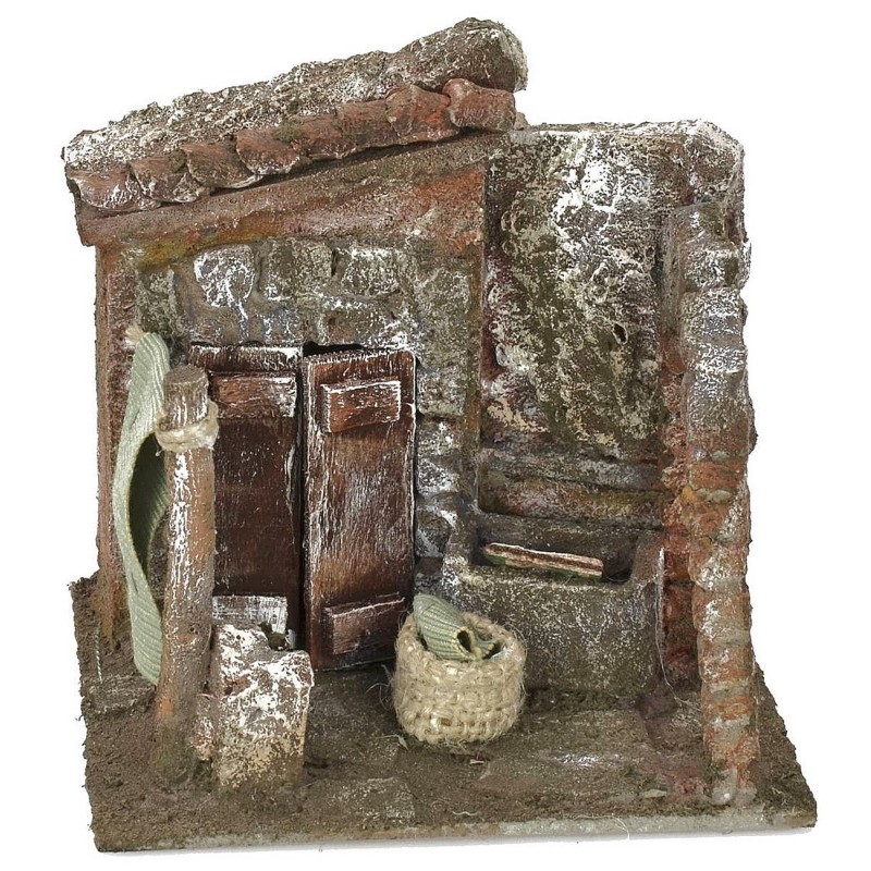 Cortile con lavatoio e arco cm 11,5x9x11 h per statue da 6 cm