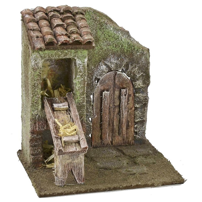 Facade with barn and door 11.5x9x13 cm h for statues of 6 cm