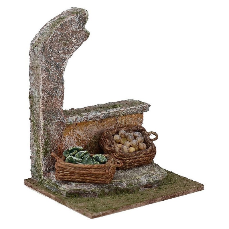 Fruttivendolo con rudere cm 12X10X15 h. per statue 12 cm Mondo