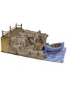 Scenography with fishing boat cm 49x29x18 h for statues of