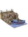 Scenography with fishing boat cm 49x29x18 h for statues of