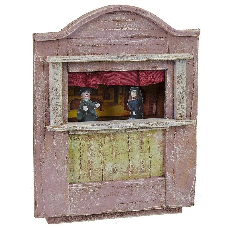 Teatrillo con marionetas de 14x6x18,5 cm de altura para estatuas de 8-10 cm | Mundo Pesebres