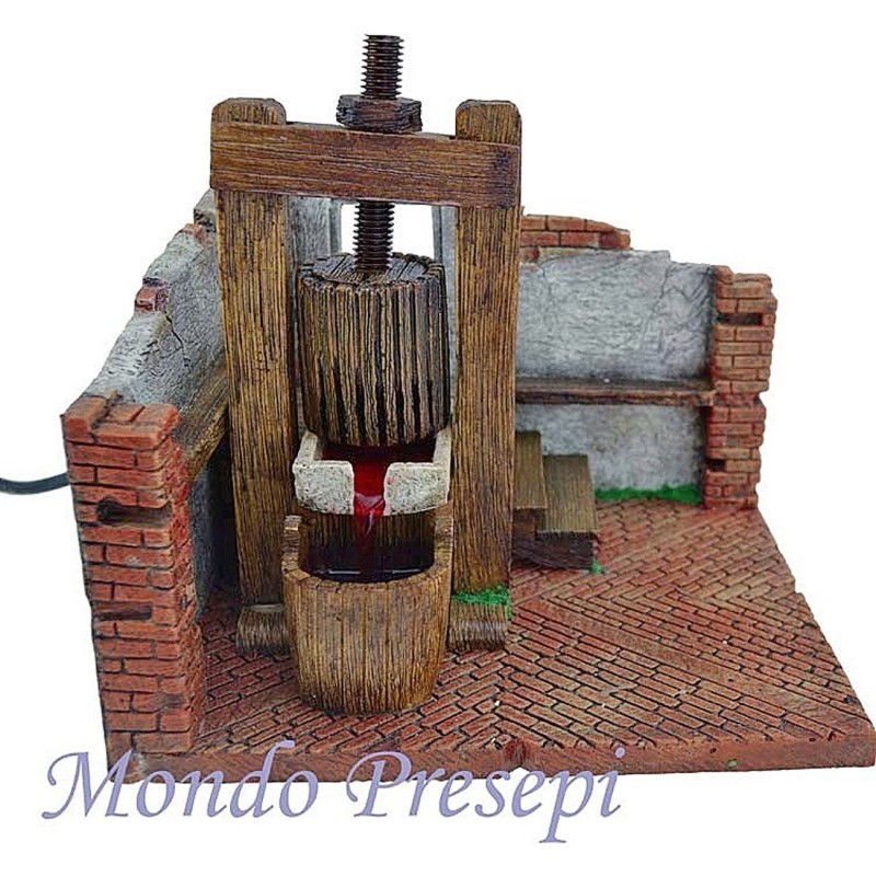 Wine cellar with wine press and the working