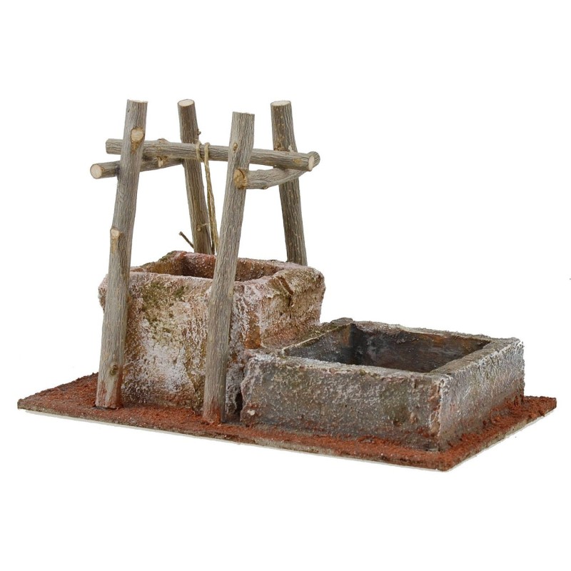 Well for presepe with drinking trough cm 29x18x21 h. for