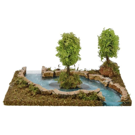 Ruscello componibile con isola cm 26x18x13 h per presepe Mondo