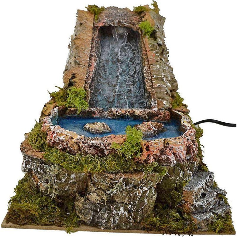 Cascata ad acqua con laghetto cm 21x25x20h. Mondo Presepi