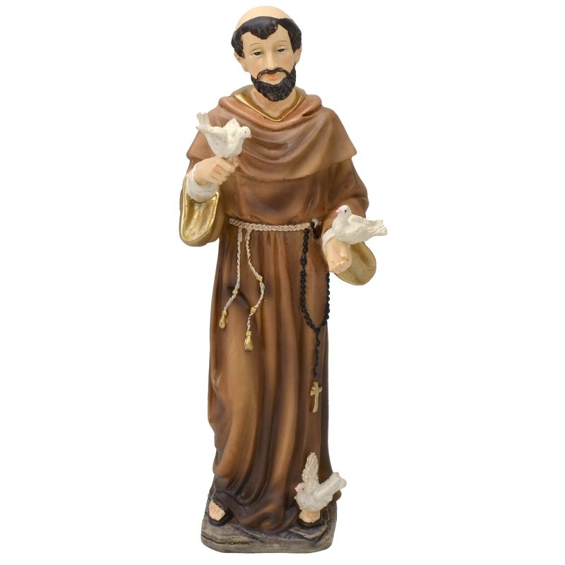 San Francesco con colombe cm 21 statua in resina Mondo Presepi