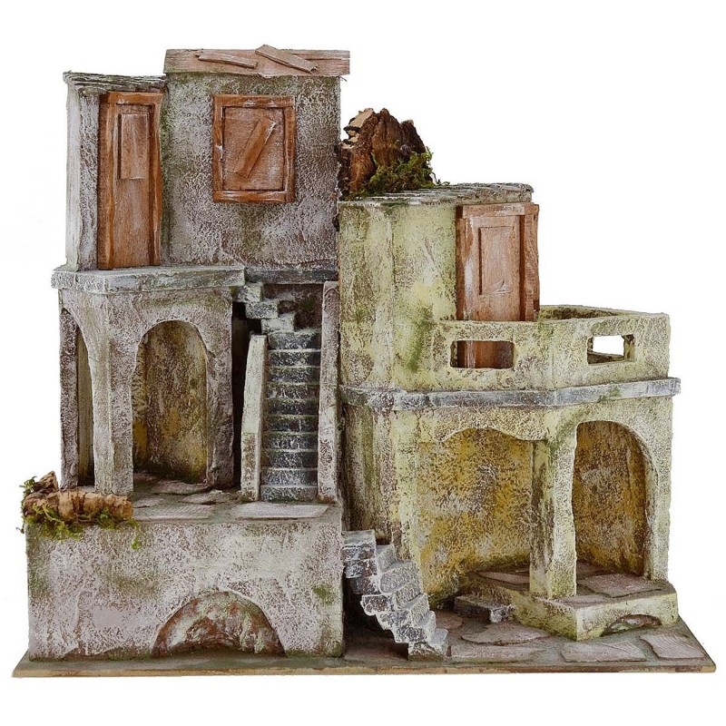 Pueblo con casas de 40x22x37 cm de altura para estatuas de 10 cm.