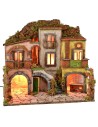 Neapolitan village illuminated with fire 700 style cm 60x40x56 h