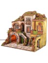 Neapolitan village illuminated with fire 700 style cm 60x40x56 h