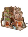 Illuminated Neapolitan village with 18th century style mill cm