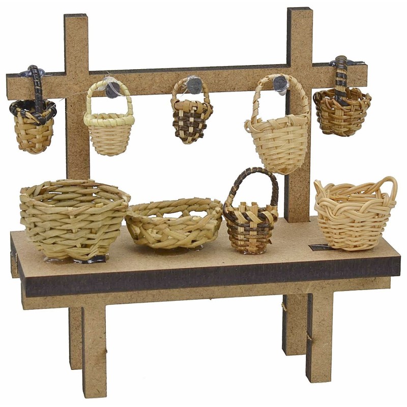 Market stall with baskets cm 12x4,5x12 h for Nativity scene