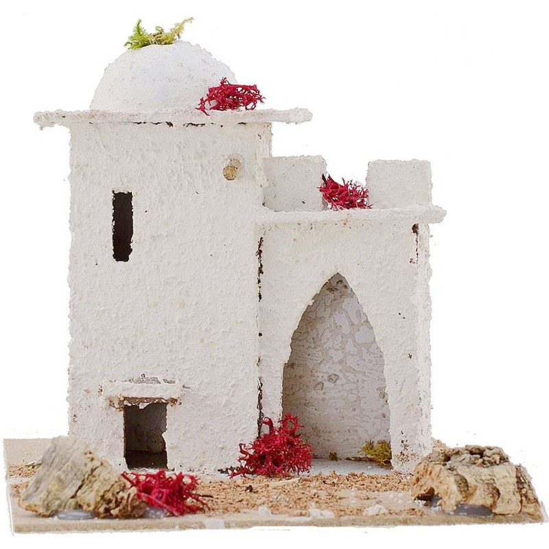 Casa araba per presepe con porta ad arco cm 18x17,5x17,5 h.