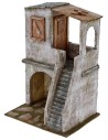 Casa con scalinata e bottega cm 19,5x14,5x27,5 h per statue da