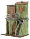 Casa con scalinata e bottega cm 19,5x14,5x29 h per statue da 10