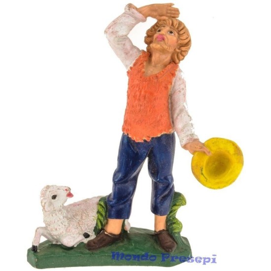 Shepherd with sheep in pvc 10 cm