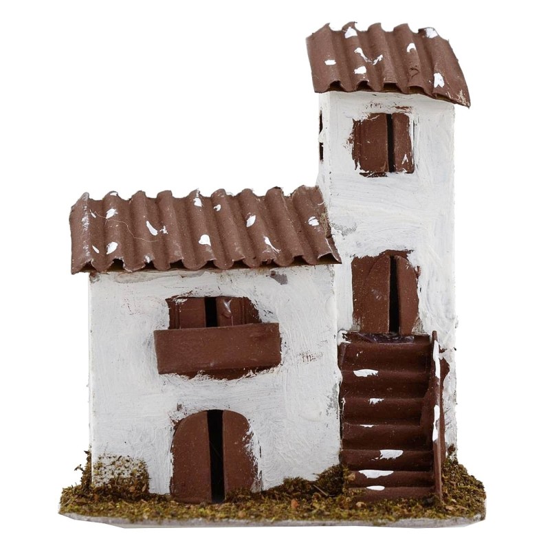 Casita con torre para pesebre de 12x9x14 cm h Mundo