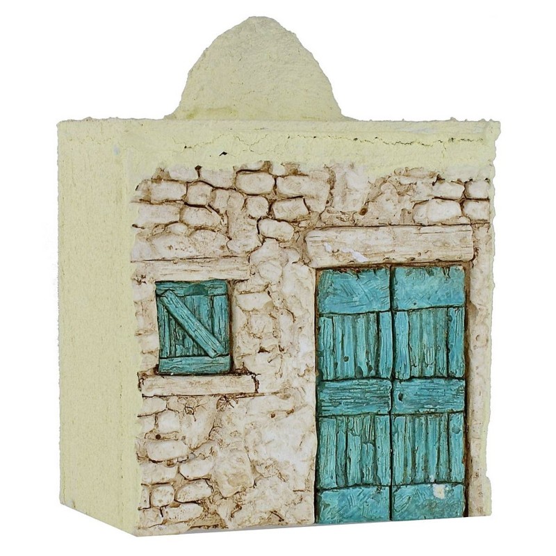 Casa palestina de madera estucada de 12x7,5x17 cm h