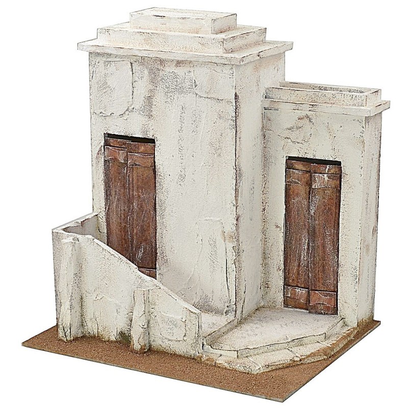 Casa palestinese in legno stuccato cm 38x29x42 h per statue da