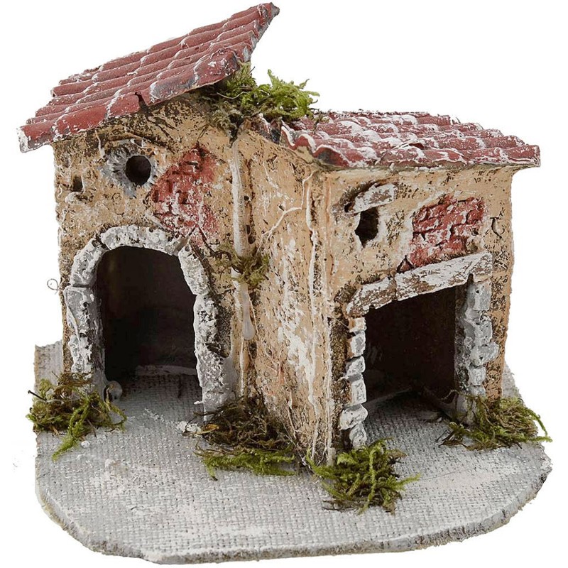 House for nativity scene in resin 12x12x10 cm h.
