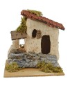 Casa rústica con escalera y pozo para pesebre de 15x15,5x15 cm h.