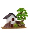 Farmhouse for nativity scene with tree 15x8x9h cm