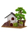 Farmhouse for nativity scene with tree 15x8x9h cm