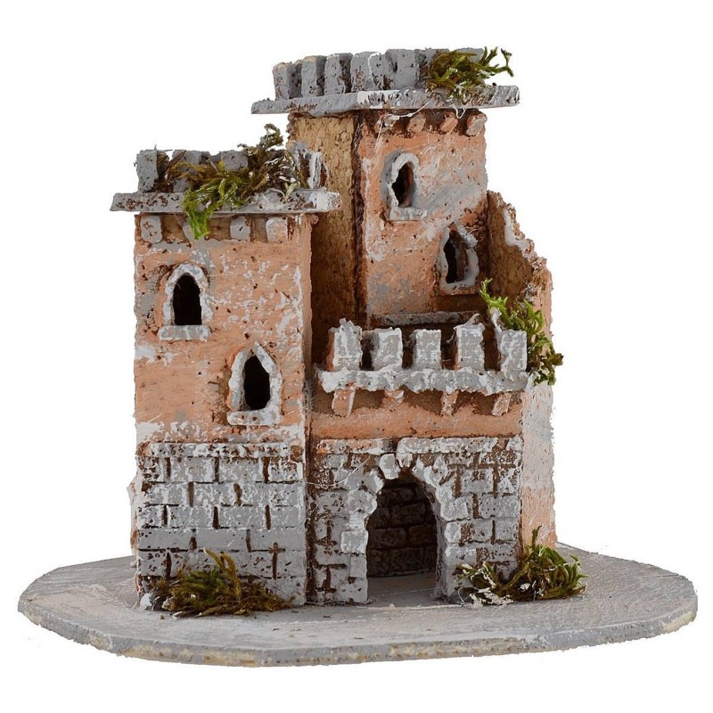 Castillo con torres para Belén de 17x13,5x14 cm h