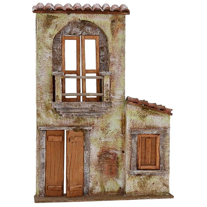 Fachada de casa con balcón cm 26,5x5,5x37,5 h.