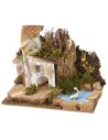 Group of houses with pond for creche 15x10.5 cm