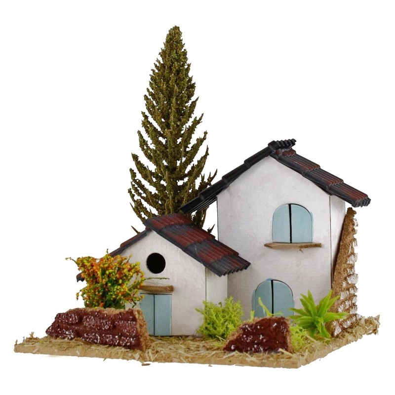 Paesaggio con casette per presepe cm 13,5x13,5x9,5h