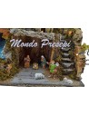 Presepe con statue Landi e ruscello luci cm 42x35x38 h. Mondo