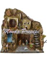 Presepe con statue Landi e ruscello luci cm 42x35x38 h. Mondo