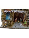 Presepe con statue Landi e ruscello luci cm 42x35x38 h. Mondo