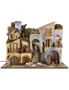 Illuminated nativity scene complete with Landi statues with