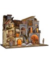 Illuminated nativity scene complete with Landi statues with