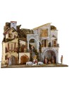 Illuminated nativity scene complete with Landi statues with