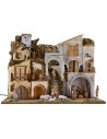 Illuminated nativity scene complete with Landi statues with