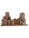 Presepe illuminato con case e fontana funzionante cm 80x40x41 h