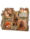 Illuminated village with working water mill cm 45x30x37.5 h