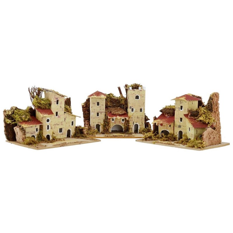 Set 3 case per presepe cm 15x10x10 h Mondo Presepi