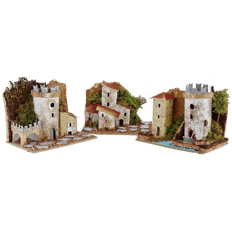 Set casette 3 pezzi per presepe cm 15,5x10x12,5 h Mondo Presepi