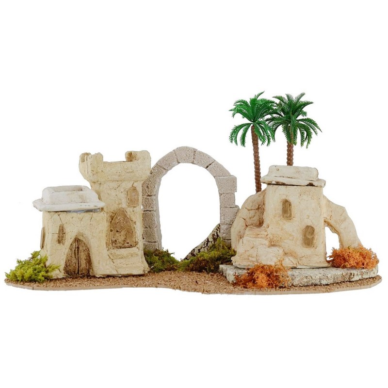 Palestinian village with arch and palm cm 36x21x20 h for